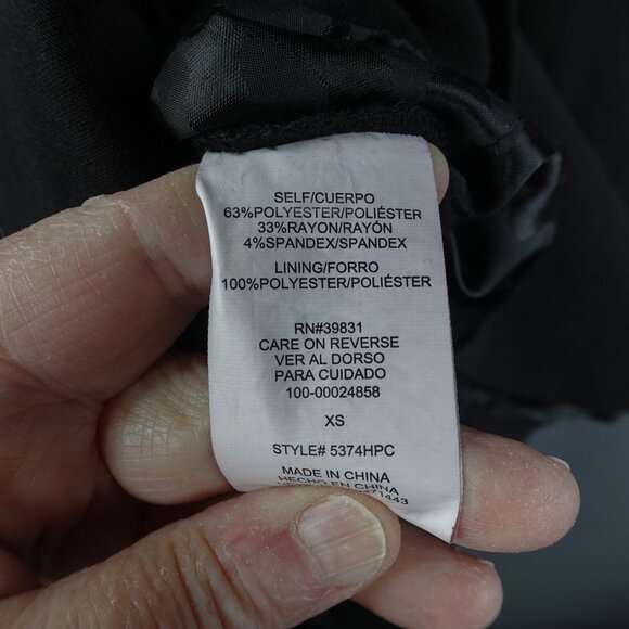 Women Blazer Jacket XS Black Retro Y2K Ruched Sleeve Minimalist Capsule Corpcore - Picture 5 of 11